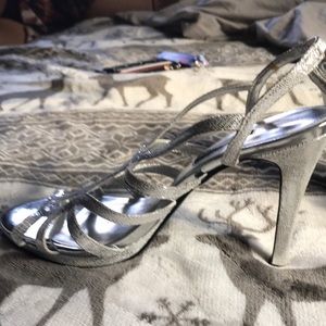 Silver Strappy Heeled Sandal